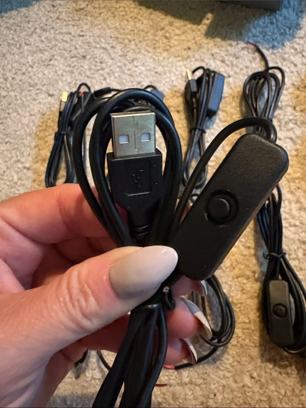 Black USB Cables with Switch - Pack of 10